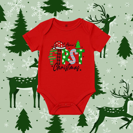 Santa Hat Design Personalized First Christmas Baby Romper
