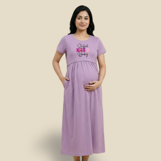 Cotton Maternity & Feeding Dress for Women | Adjustable Fit Nursing Wear | Pregnancy to Postpartum Essential | Customisable Print