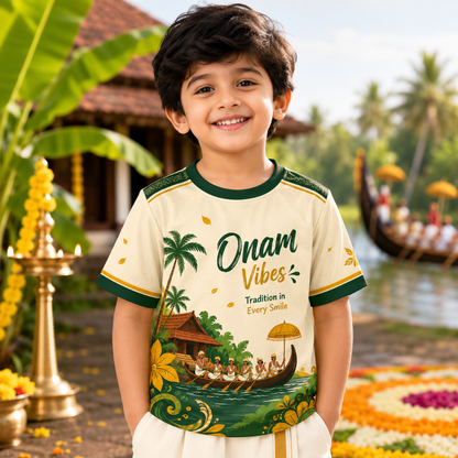 Onam Vibes Kids Jersey T-Shirt – Traditional Kerala Vallam Kali Onam Wear