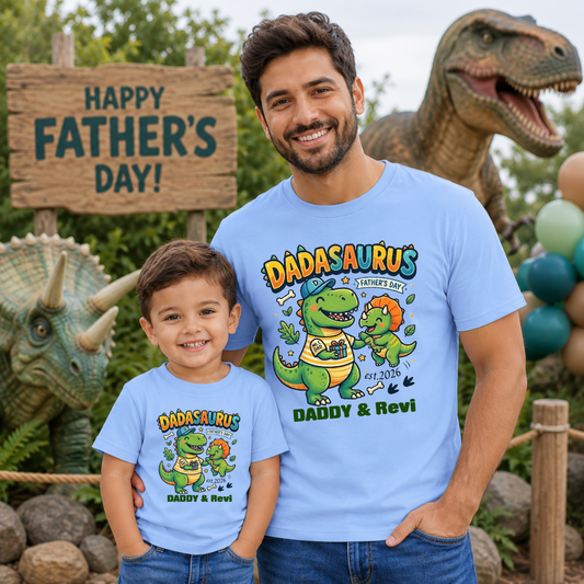 Premium Matching T-Shirts for Dad and Kids | Father’s Day Dino Family Wear