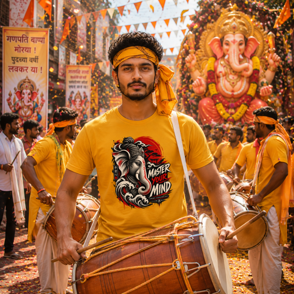Master Your Mind Lord Ganesha T-Shirt for Men | Ganesh Chaturthi Special T-Shirt