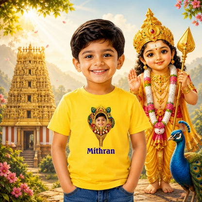 Custom Murugan Photo Frame T-Shirt | Personalized Kids Spiritual Gift