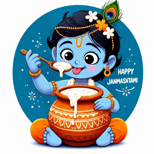 Little Krishna Magic Janmashtami Girls Round Neck T-Shirt