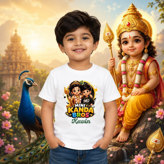 Mini Kanda Bros Personalized Kids T-Shirt | Custom Name Murugan Tee