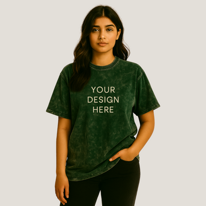 Customised Oversized T Shirt  - Vintage Moss Green