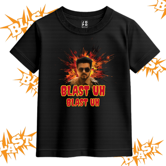 Black t-shirt with a graphic design and text 