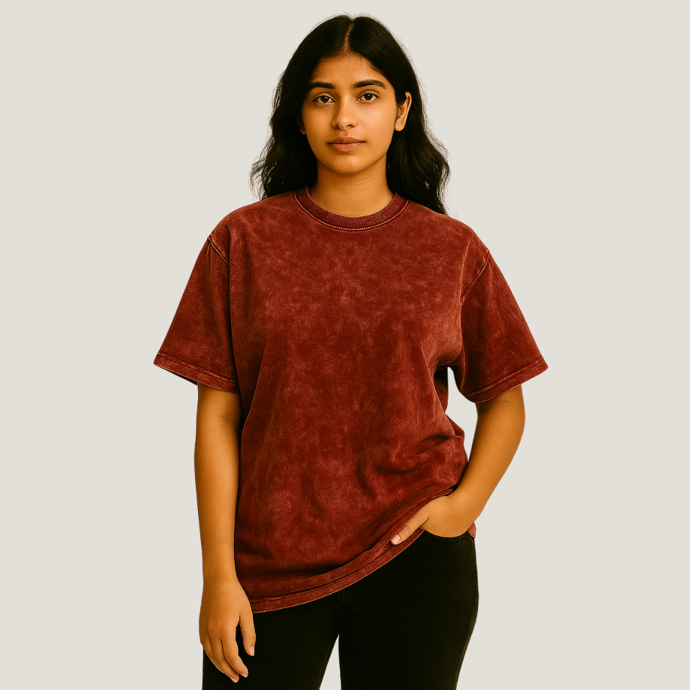 Customised Oversized T Shirt - Vintage Maroon Red