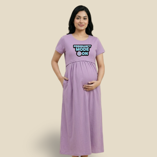 Soft Cotton Maternity & Feeding Dress | Breathable Nursing Wear for Pregnancy & Postpartum | Adjustable Fit | Personalised Print