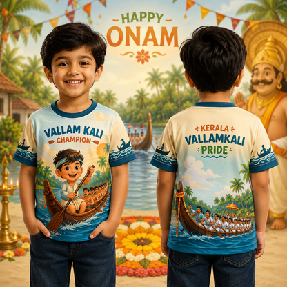 Vallam Kali Champion Kids Onam Jersey – Kerala Snake Boat Race T-Shirt