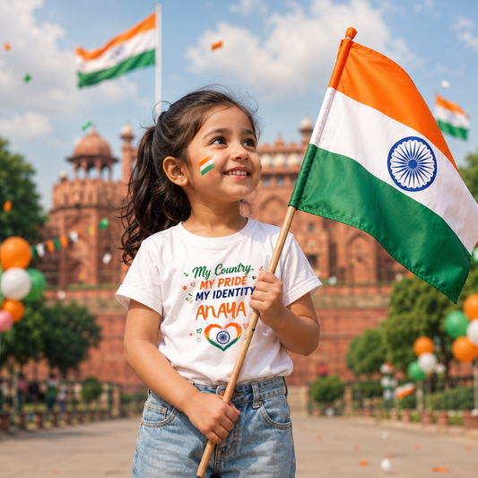 Independence Day T-Shirt for Boys & Girls | Tricolor Graphic Tee