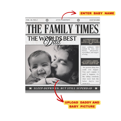 Newspaper Edition Matching T-Shirts for Dad and Kids | Personalized Father’s Day Family Combo Tees