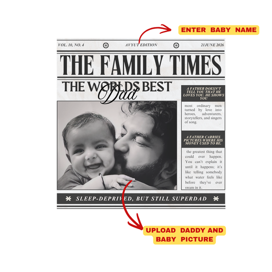 Newspaper Edition Matching T-Shirts for Dad and Kids | Personalized Father’s Day Family Combo Tees
