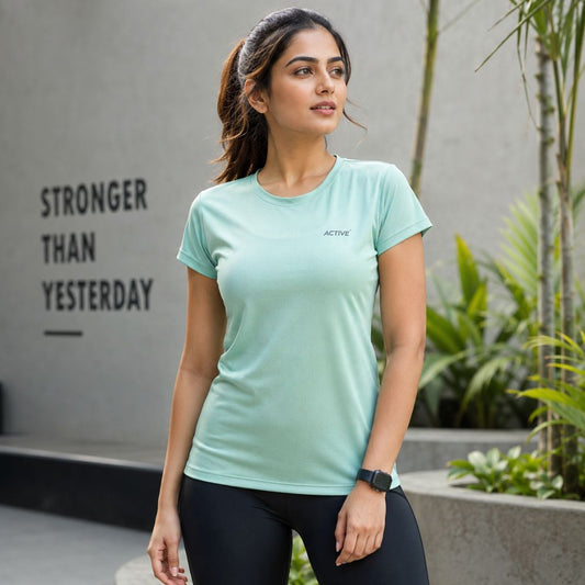 Women's Mint Green Sports T-Shirt for Everyday Fitness & Training
