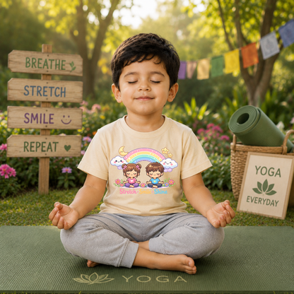 Kids Yoga Day T-Shirt – Cute Yoga Pose Cotton Tee for Boys & Girls | International Yoga Day Special