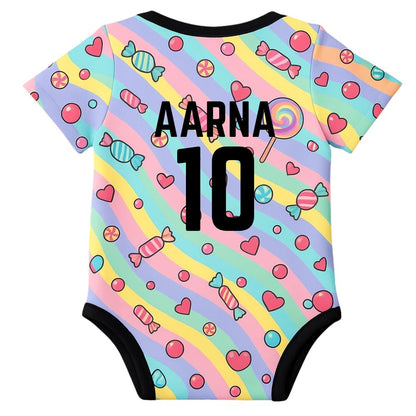 Personalized Baby Romper Jersey Candy Theme Bodysuit for Newborns