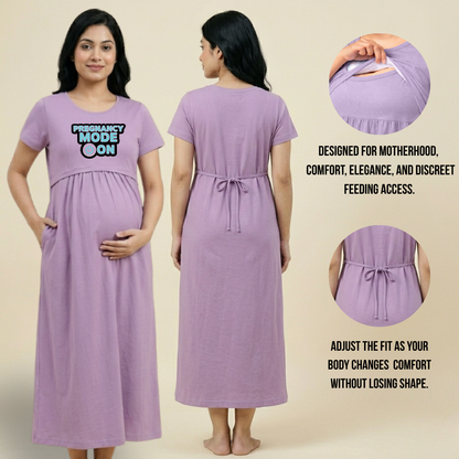 Soft Cotton Maternity & Feeding Dress | Breathable Nursing Wear for Pregnancy & Postpartum | Adjustable Fit | Personalised Print