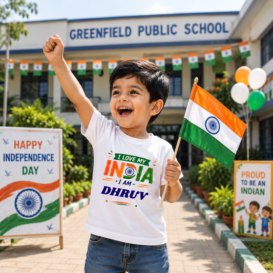 Personalized Tricolor Kids T-Shirt | Independence Day Outfit