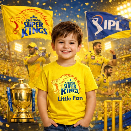 CSK IPL Kids Fan T-Shirt – Chennai Super Kings Cricket Supporter Wear