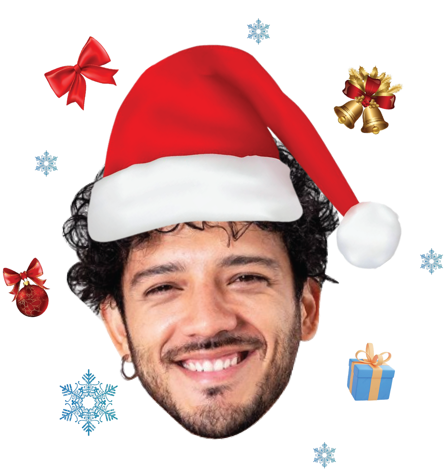 Custom Photo Face Christmas T-Shirt - Personalized Face in Santa Hat Tee