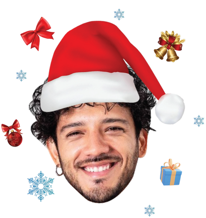 Custom Photo Face Christmas T-Shirt - Personalized Face in Santa Hat Tee