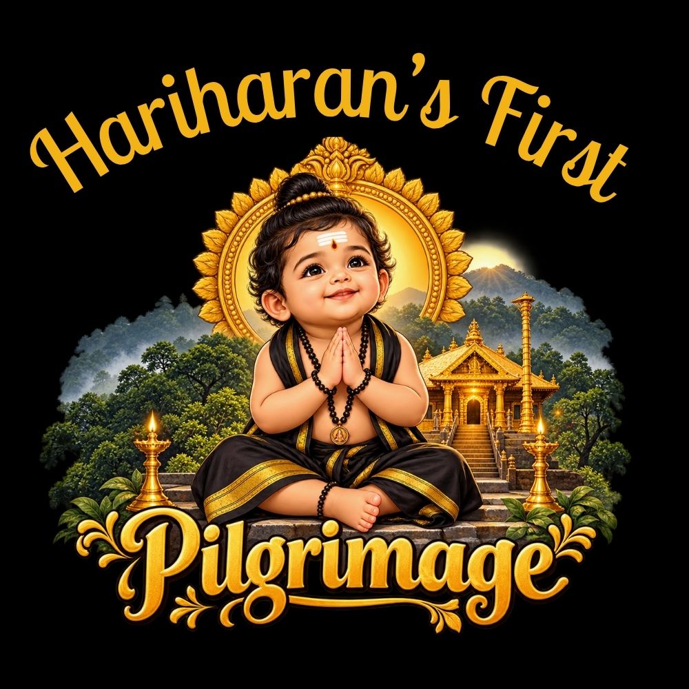 Kids’ First Sabarimala Pilgrimage T-Shirt with Name | Ayyappa Swamy