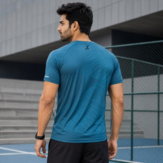Men's Blue Active Wear Sports T-Shirt | Lightweight Quick Dry Gym & Running Tee