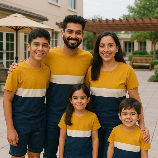 Friends/Family Group T-Shirt Set – Mustard White NavyBlue Set