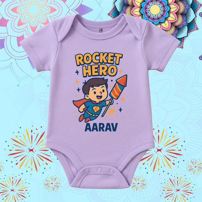 Customizable Superhero Baby Onesie with Name | First Diwali Outfit