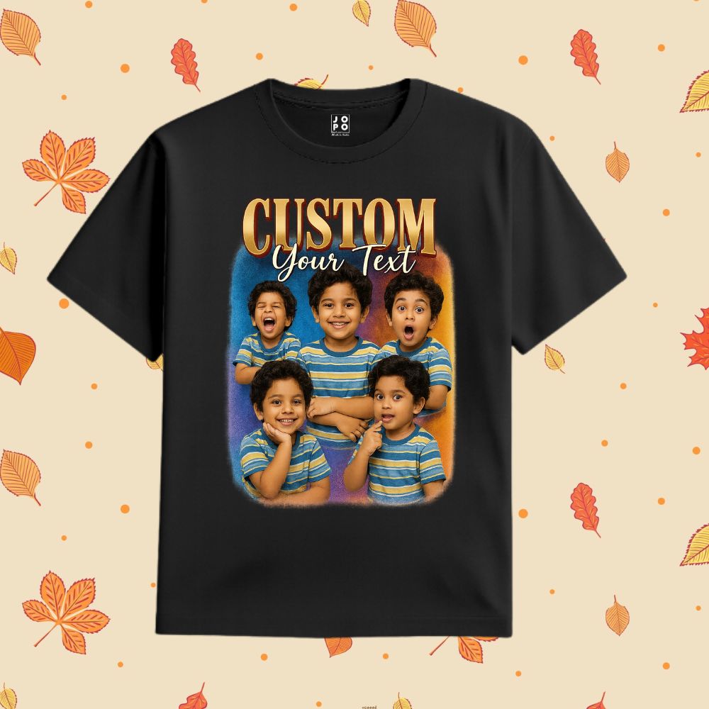 Custom Photo Collage T-Shirt with Text | Personalized Picture Tee for Kids Unique Gift