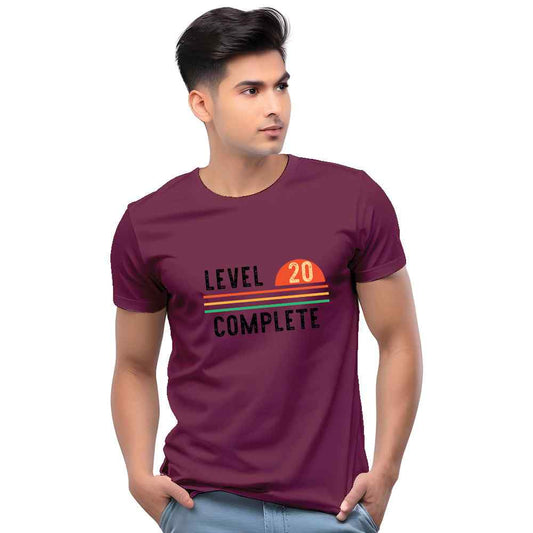   Level Completed Customised Men T-Shirt Violet
