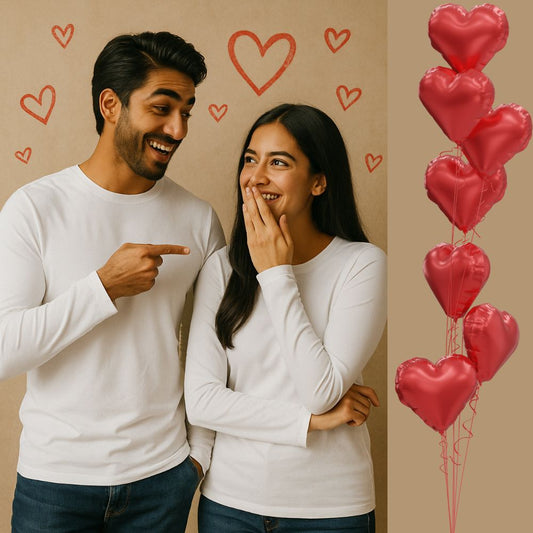 Full Sleeve Couple T Shirt- White