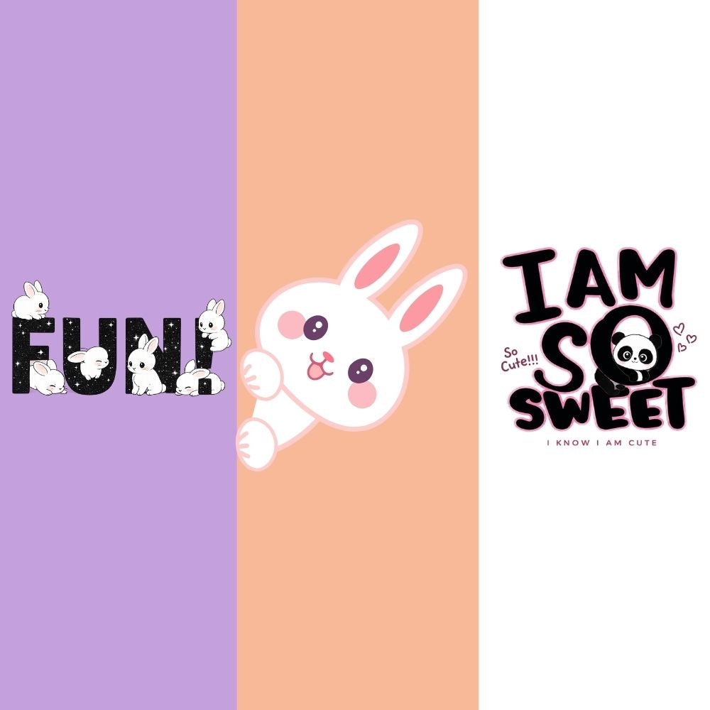 Cute Baby Bunny & Panda Printed Cotton Romper Combo | Soft & Breathable Onesies for Newborns & Infants