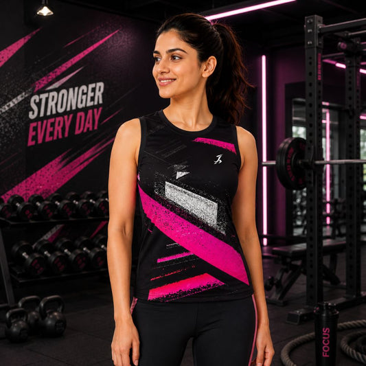 Women's Black & Pink Performance Training Tank for Everyday Fitness