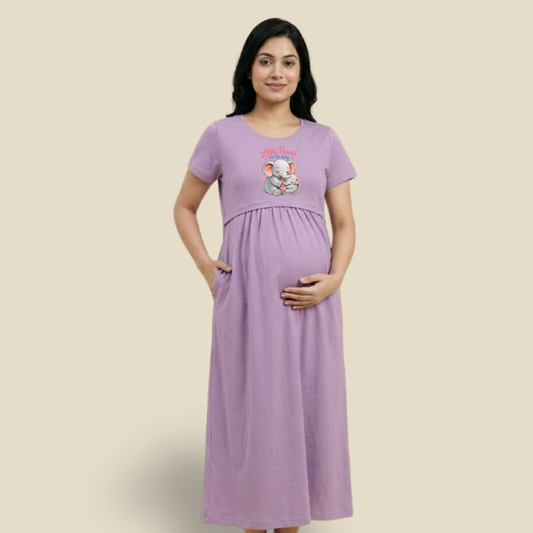 Cotton Maternity & Feeding Dress with Adjustable Back Tie | Custom Pregnancy Wear