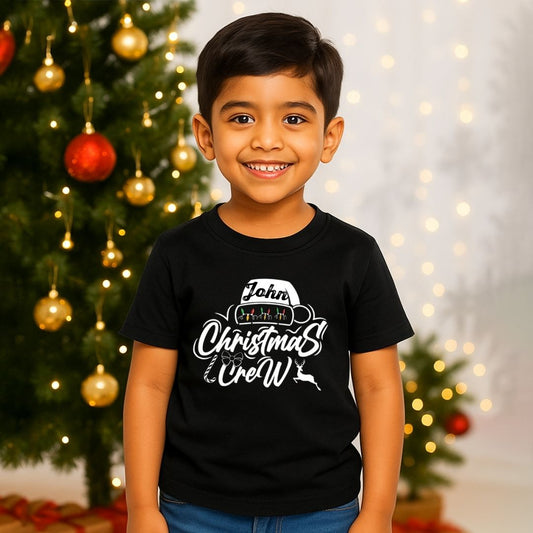 Personalized Christmas Crew Kids T-Shirt | Boys' Festive Outfit