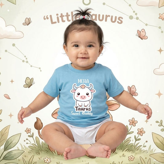 Personalized Taurus Kids T-Shirt | Little Taurus Sweet Buddy Custom Name Zodiac Tee