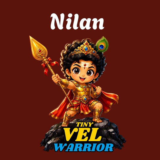 Personalized Tiny Vel Warrior Murugan Kids T-Shirt | Custom Name Tee