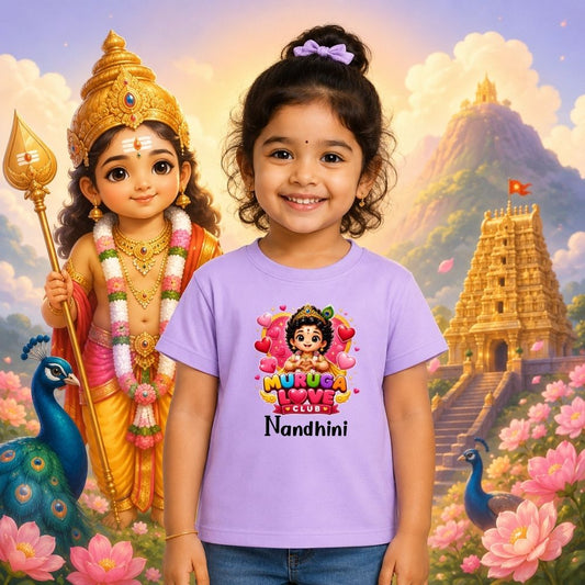Muruga Love Club Personalized Kids T-Shirt | Custom Name Murugan Tee