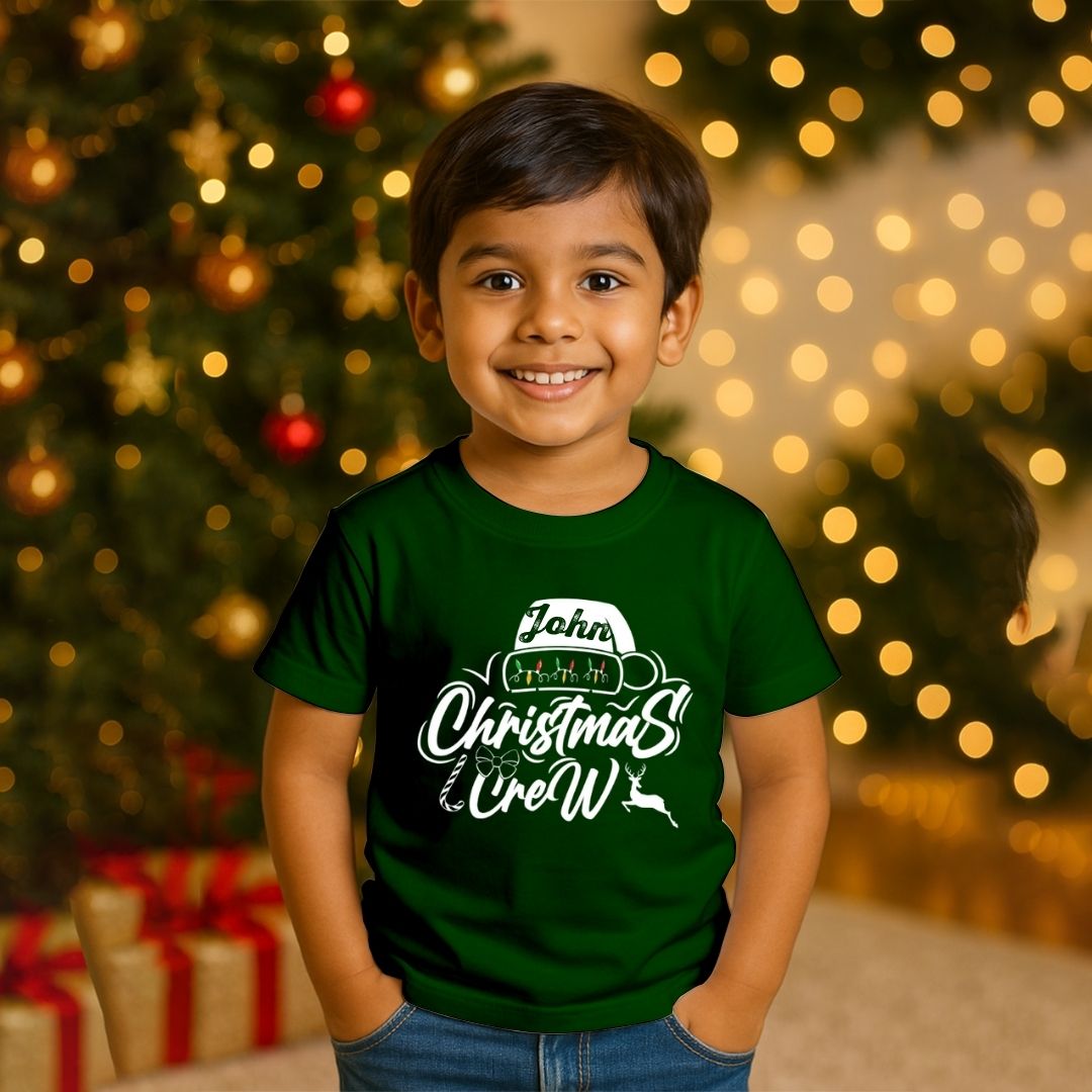 Personalized Christmas Crew Kids T-Shirt | Boys' Festive Outfit