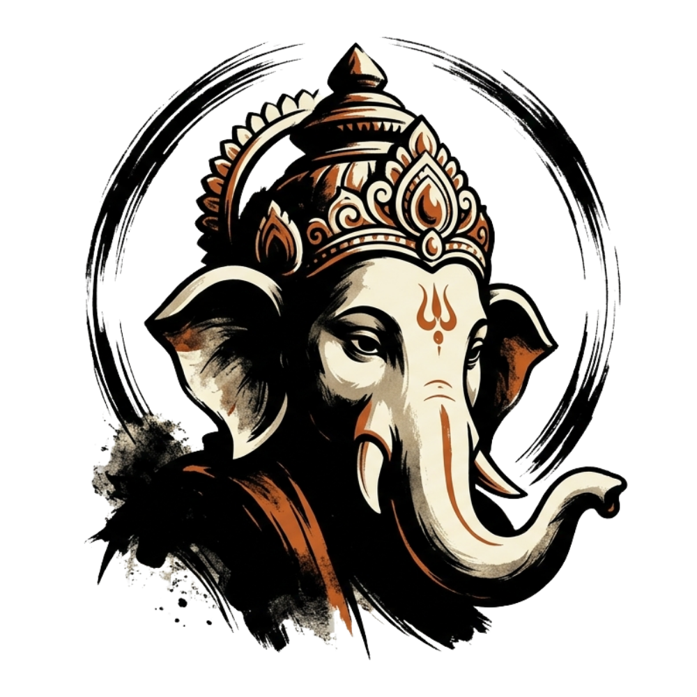 Artistic Lord Ganesha T-Shirt for Men | Ganpati Bappa White Graphic Tee