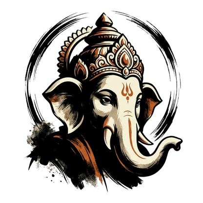 Artistic Lord Ganesha T-Shirt for Men | Ganpati Bappa White Graphic Tee
