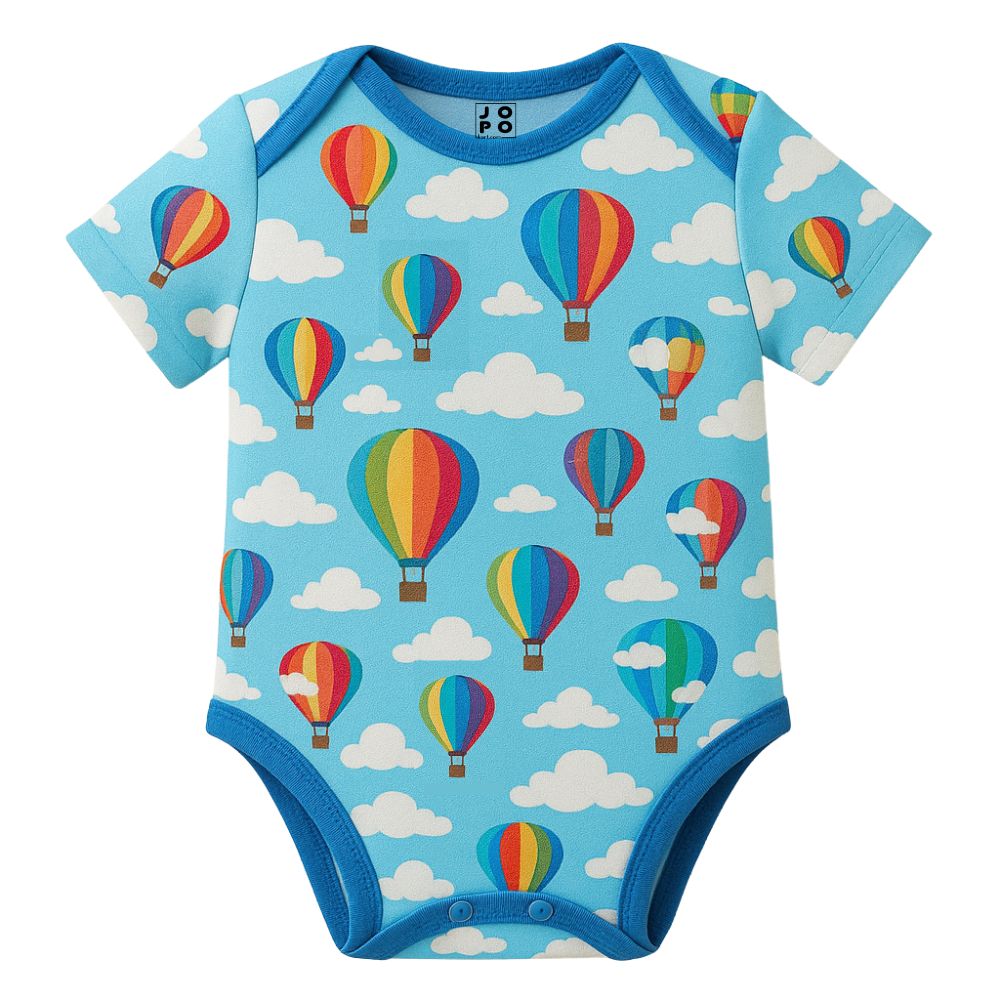 Personalized Baby Romper Jersey | Custom Name & Number Hot Air Balloon Bodysuit