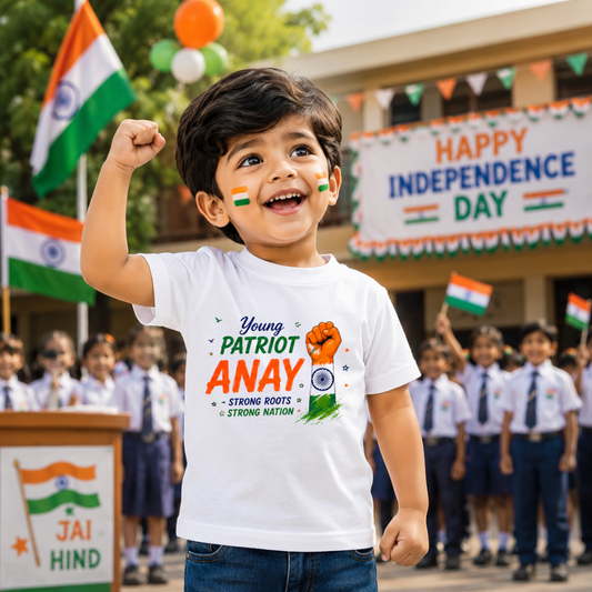 Personalized Little Warrior of Bharat Kids T-Shirt