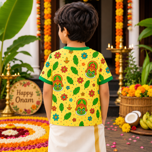 Kerala Onam Festival Print with Kathakali Jersey - Onam Festive Vibes