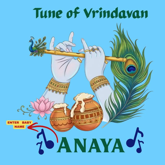 Tune of Vrindavan Personalized Krishna Janmashtami Girls T-Shirt – Custom Name