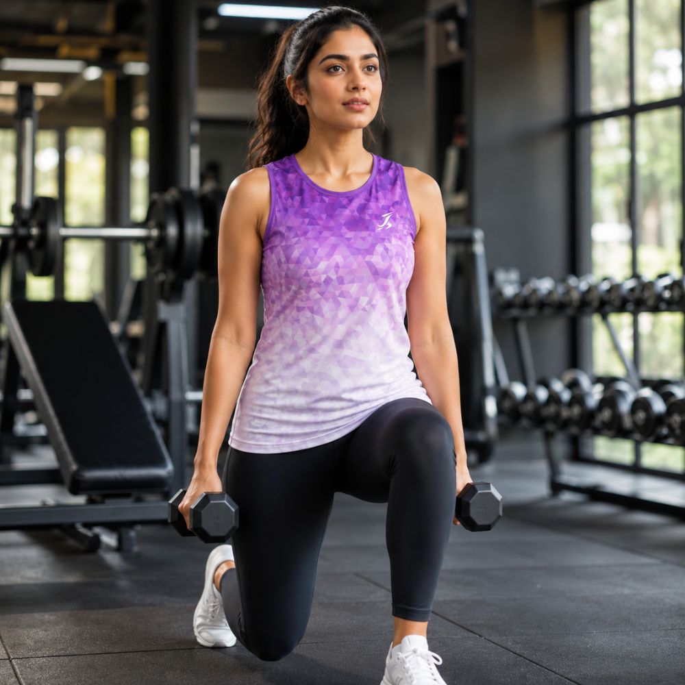 Women's Purple Gradient Dry-Fit Sports Tank for Gym & Running