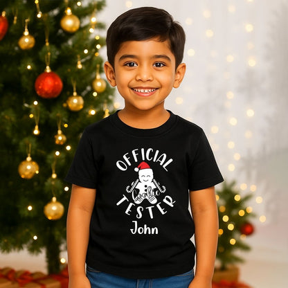 Personalized "Official Cookie Tester" Kids T-Shirt | Custom Name Funny Christmas Tee