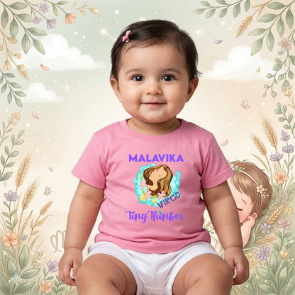 Personalized Virgo Kids T-Shirt | Tiny Thinker Custom Name Zodiac Tee for Girls