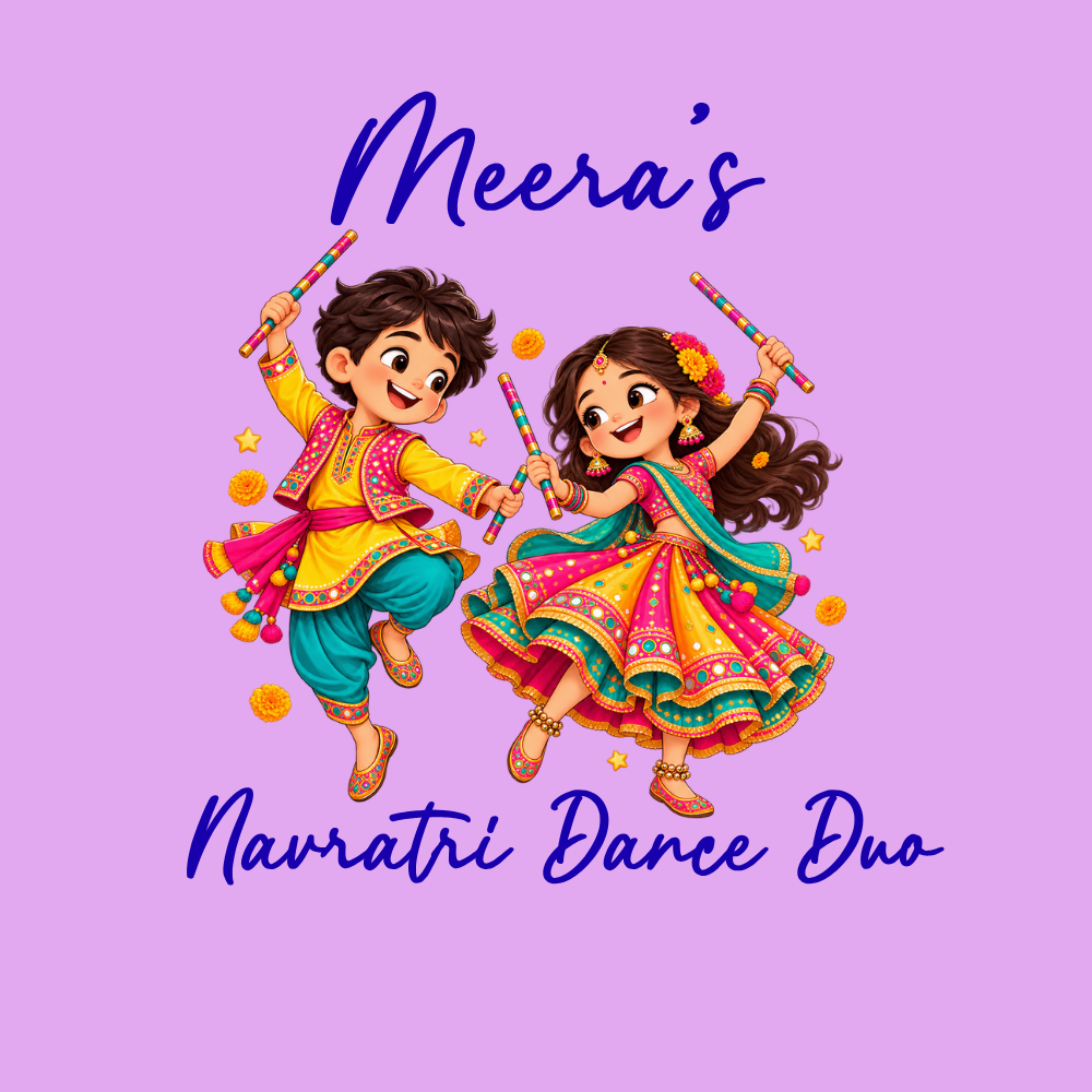Personalized Girls’ Navratri T-Shirt | Lavender Dance Duo Design