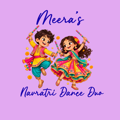 Personalized Girls’ Navratri T-Shirt | Lavender Dance Duo Design